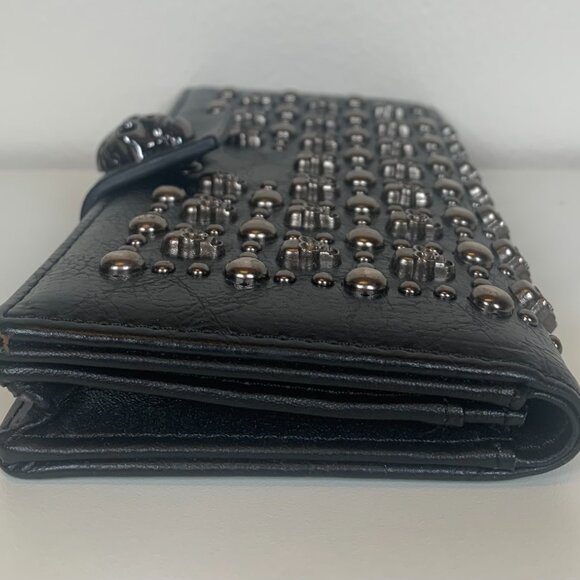 Punk Skeletons Silver Skull Studded Wallet Black - Picture 3 of 4